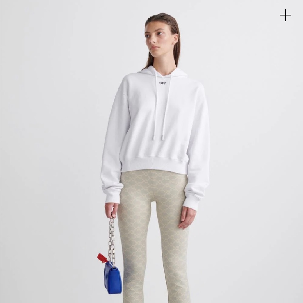 Brand New Off-White Stamp Cropped Hoodie White XS